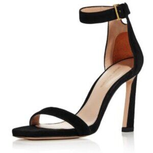 Stuart Weitzman Square Nudist 100 Pump Heels-Black Suede